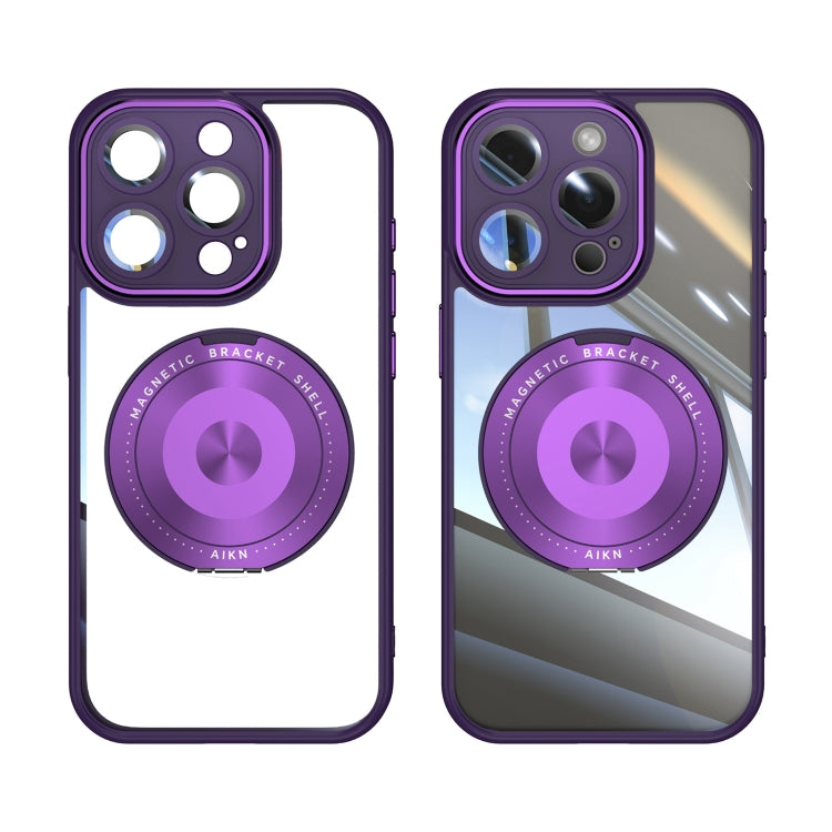 For iPhone 12 Pro 360 Holder Magsafe Acrylic Hybrid TPU Phone Case(Purple) - iPhone 12 / 12 Pro Cases by buy2fix | Online Shopping UK | buy2fix