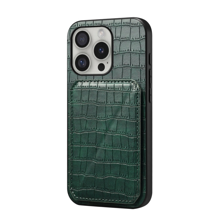 For iPhone 16 Pro Max Imitation Crocodile Leather Back Phone Case with Holder(Green) - iPhone 16 Pro Max Cases by buy2fix | Online Shopping UK | buy2fix