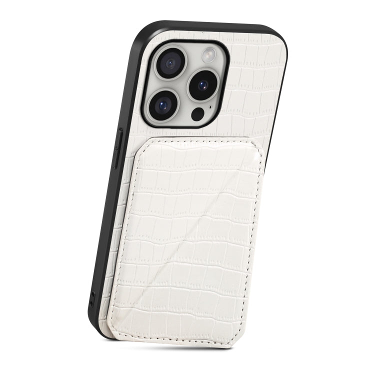 For iPhone 16 Pro Max Imitation Crocodile Leather Back Phone Case with Holder(White) - iPhone 16 Pro Max Cases by buy2fix | Online Shopping UK | buy2fix