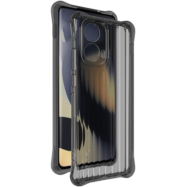 For Motorola Edge 2024 5G IMAK Corrugated Texture Airbag TPU Phone Case(Transparent Black) - Motorola Cases by imak | Online Shopping UK | buy2fix