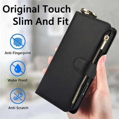 For iPhone 16 Pro Crossbody Ring Multifunctional Wallet Leather Phone Case(Black) - More iPhone Cases by buy2fix | Online Shopping UK | buy2fix