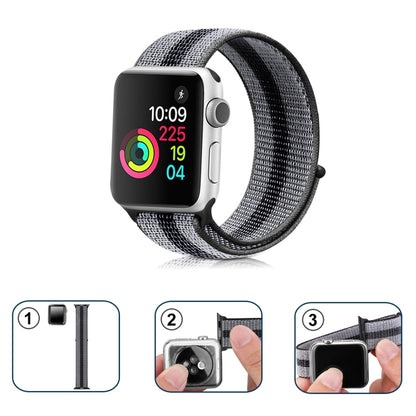 Nylon Loop Watch Band For Apple Watch Ultra 49mm&Watch Ultra 2 49mm / Series 9&8&7 45mm / SE 3&SE 2&6&SE&5&4 44mm / 3&2&1 42mm (Striped Black) - Watch Bands by buy2fix | Online Shopping UK | buy2fix