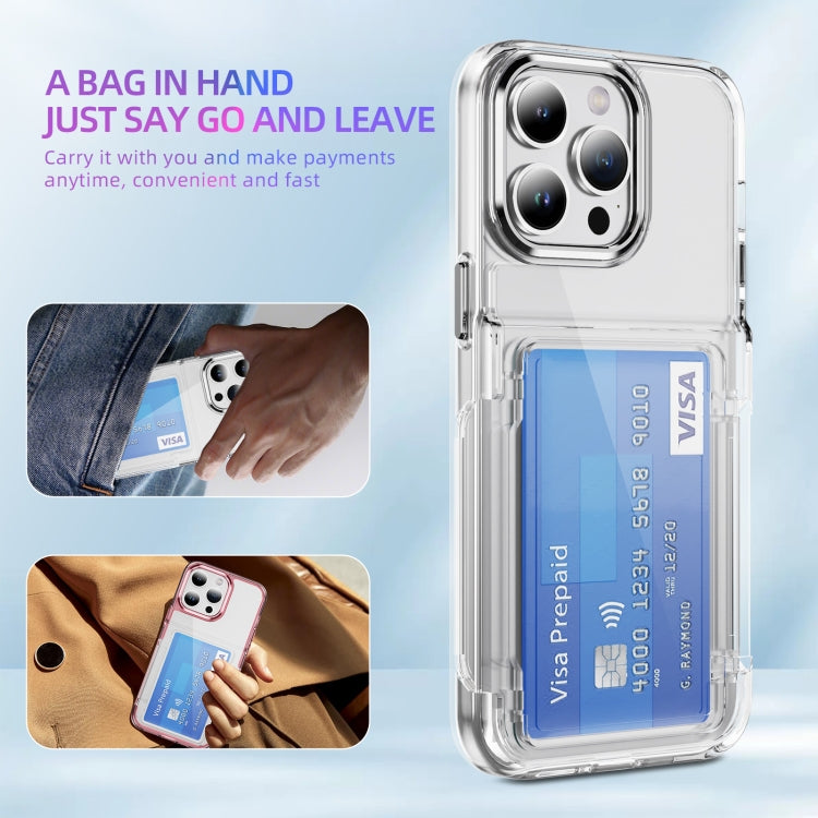 For iPhone 16 Pro Max Card Holder Acrylic Hybrid TPU Phone Case(Transparent) - iPhone 16 Pro Max Cases by buy2fix | Online Shopping UK | buy2fix