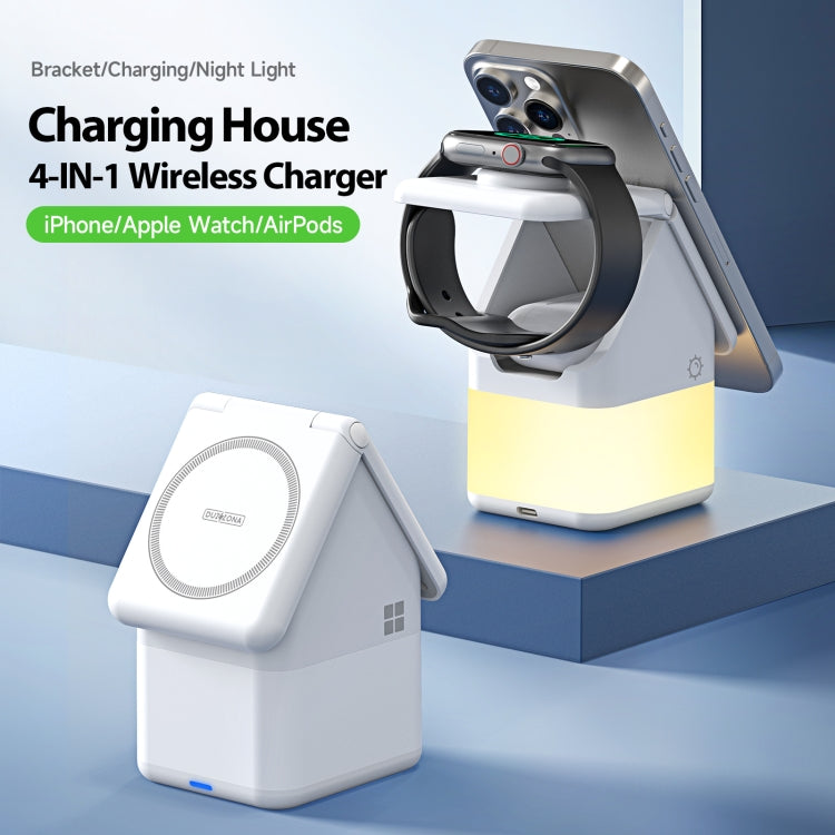 DUZZONA W20 4 in 1 15W Magnetic Wireless Charger Station(White) - Wireless Charger by DUZZONA | Online Shopping UK | buy2fix