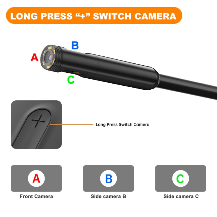 Y15 7.9mm Triple Camera WiFi Connected Hard Cable HD Industrial Endoscope, Length:5m(Black) -  by buy2fix | Online Shopping UK | buy2fix