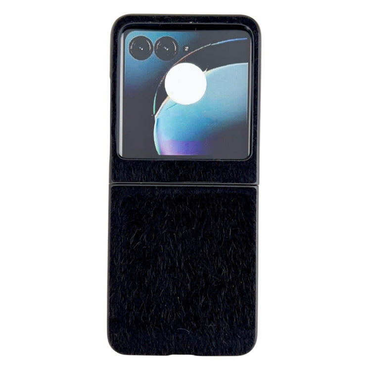 For Motorola Razr 50 Mink Plush PC Phone Case(Black) - Motorola Cases by buy2fix | Online Shopping UK | buy2fix