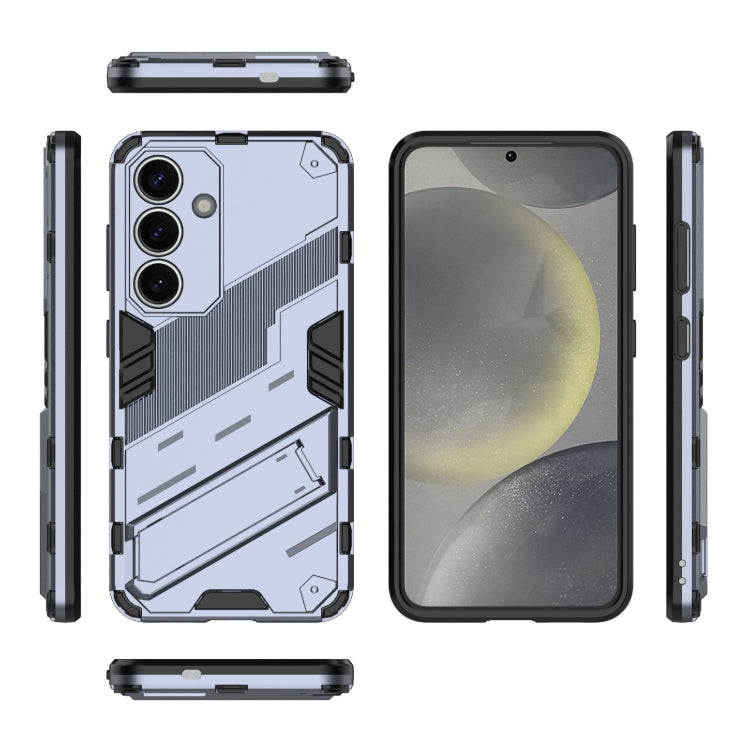 For Samsung Galaxy S25 5G Punk Armor 2 in 1 PC + TPU Shockproof Phone Case with Invisible Holder(Grey) - Galaxy S25 5G Cases by buy2fix | Online Shopping UK | buy2fix