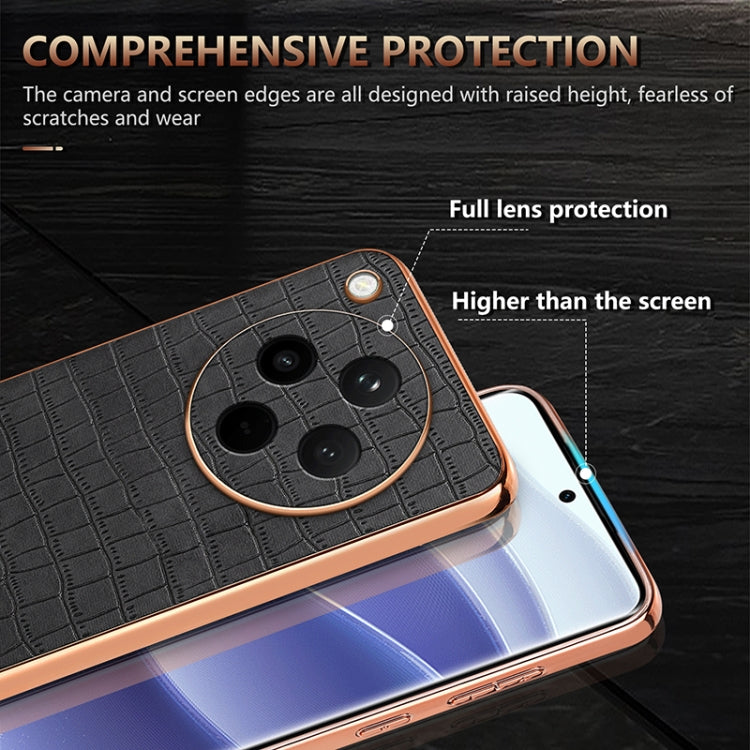 For OPPO Find X8 AZNS Electroplated Frame Crocodile Texture Full Coverage Phone Case(Brown) - Find X8 Cases by AZNS | Online Shopping UK | buy2fix