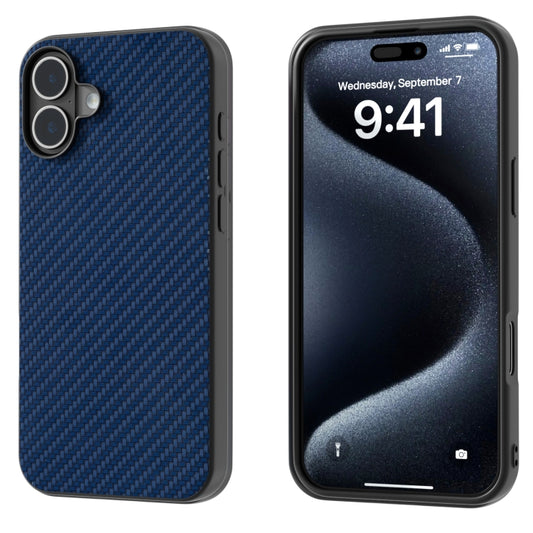 For iPhone 16 Carbon Fiber Texture Protective Phone Case(Dark Blue) - iPhone 16 Cases by buy2fix | Online Shopping UK | buy2fix