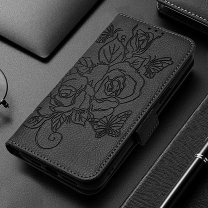 For Redmi K70 Ultra 5G Global Embossed Rose RFID Anti-theft Leather Phone Case(Black) - Xiaomi Cases by buy2fix | Online Shopping UK | buy2fix