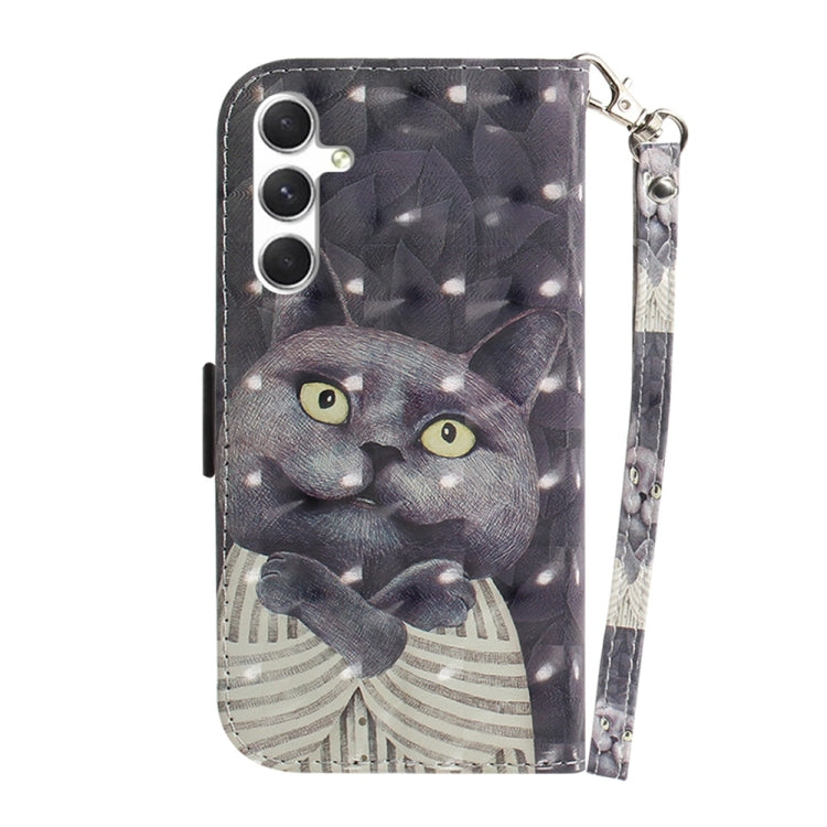 For Samsung Galaxy S25 5G 3D Colored Horizontal Flip Leather Phone Case(Hug Cat) - Galaxy S25 5G Cases by buy2fix | Online Shopping UK | buy2fix