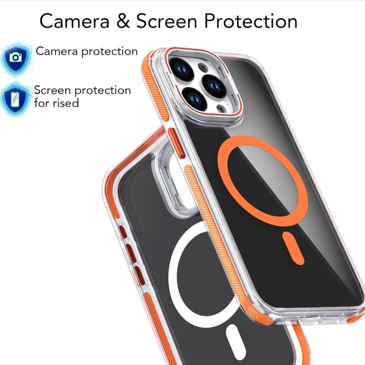 For iPhone 11 Magsafe Dual-Color Transparent Black Lens Holder Phone Case(White) - iPhone 11 Cases by buy2fix | Online Shopping UK | buy2fix