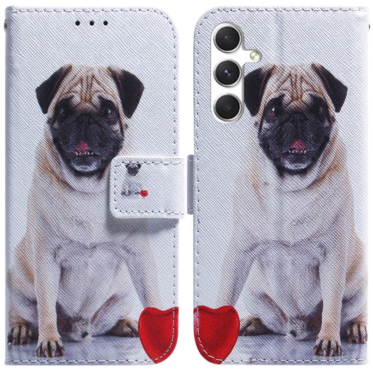 For Samsung Galaxy S25 5G Coloured Drawing Flip Leather Phone Case(Pug) - Galaxy S25 5G Cases by buy2fix | Online Shopping UK | buy2fix