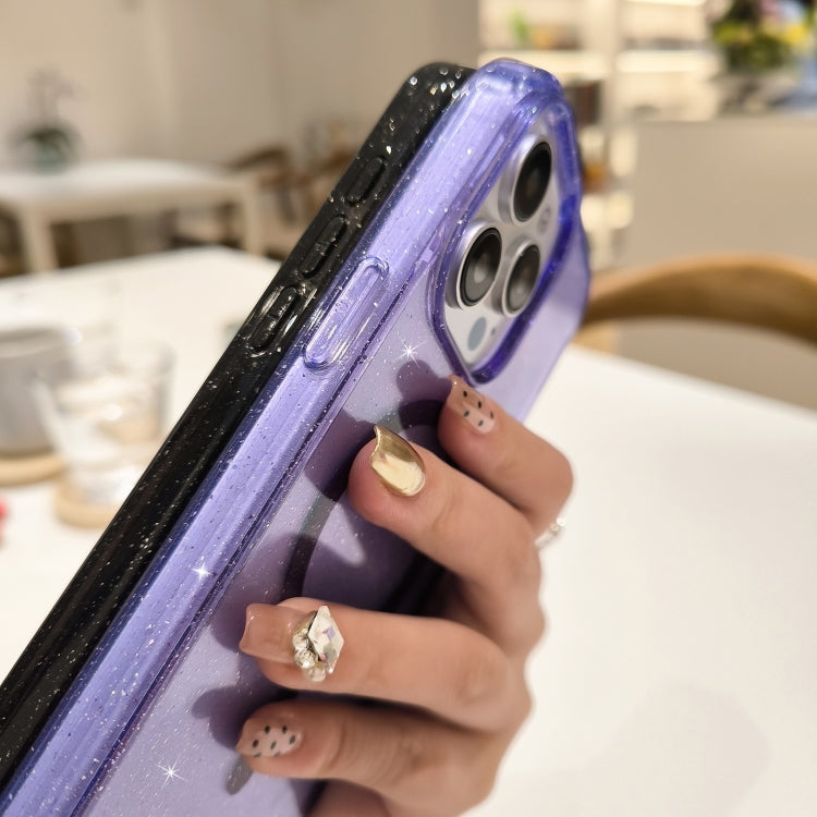 For iPhone 15 Plus Glitter Powder TPU Hybrid PC MagSafe Phone Case(Purple) - iPhone 15 Plus Cases by buy2fix | Online Shopping UK | buy2fix