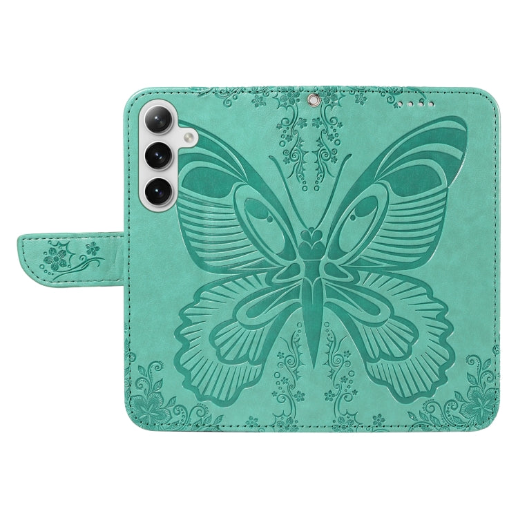 For Samsung Galaxy S25 / S24 5G Swallowtail Butterfly Embossed Leather Phone Case(Green) - Galaxy S25 5G Cases by buy2fix | Online Shopping UK | buy2fix