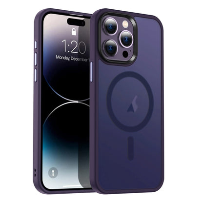 For iPhone 14 Pro MagSafe Magnetic Skin Feel Frosted Phone Case(Dark Purple) - iPhone 14 Pro Cases by buy2fix | Online Shopping UK | buy2fix