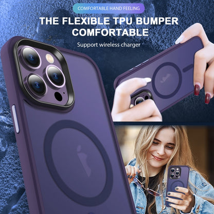 For iPhone 15 Pro MagSafe Magnetic Skin Feel Frosted Phone Case(Dark Purple) - iPhone 15 Pro Cases by buy2fix | Online Shopping UK | buy2fix