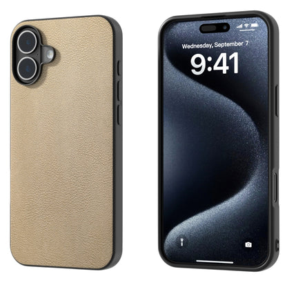 For iPhone 16 Plus PU Leather Black Frame Full Coverage Phone Case(Gold) - iPhone 16 Plus Cases by buy2fix | Online Shopping UK | buy2fix