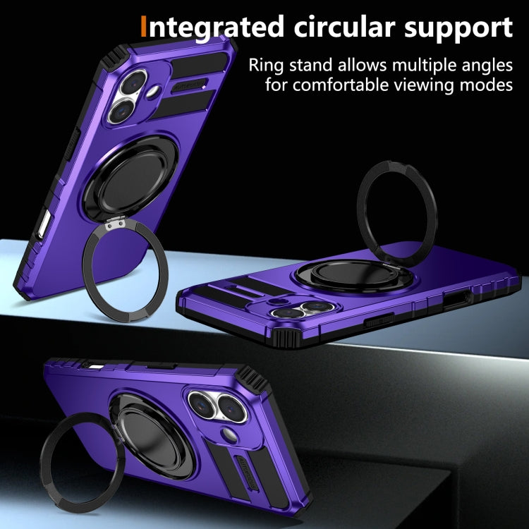 For iPhone 16 Plus Rotating Magnetic Holder Phone Case(Purple) - iPhone 16 Plus Cases by buy2fix | Online Shopping UK | buy2fix