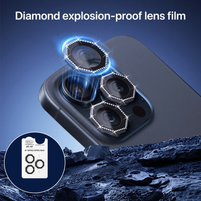 For iPhone 16 Pro / 16 Pro Max HD Lens Protective Film with Diamond(Light Blue) - iPhone 16 Pro Max Tempered Glass by buy2fix | Online Shopping UK | buy2fix