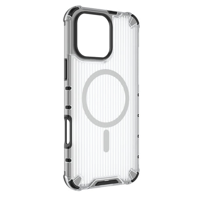 For iPhone 16 Pro Max Grating Airbag Shockproof MagSafe Frosted Phone Case(Transparent) - iPhone 16 Pro Max Cases by buy2fix | Online Shopping UK | buy2fix