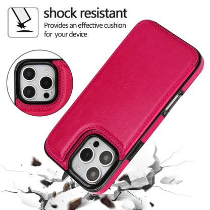 For iPhone 16 Pro Max Double Buckle Crazy Horse Texture PU Phone Case(Rose Red) - iPhone 16 Pro Max Cases by buy2fix | Online Shopping UK | buy2fix