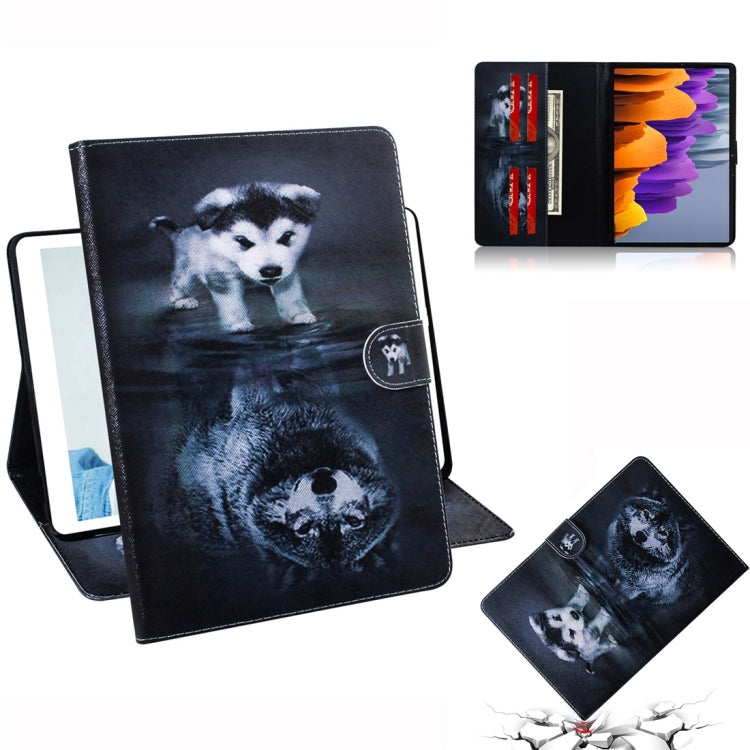 For Samsung Galaxy Tab S7 T870 (2020) 3D Colored Drawing Horizontal Flip Leather Case with Holder & Card Slot & Wallet(Wolf And Dog) - Other Galaxy Tab PC by buy2fix | Online Shopping UK | buy2fix