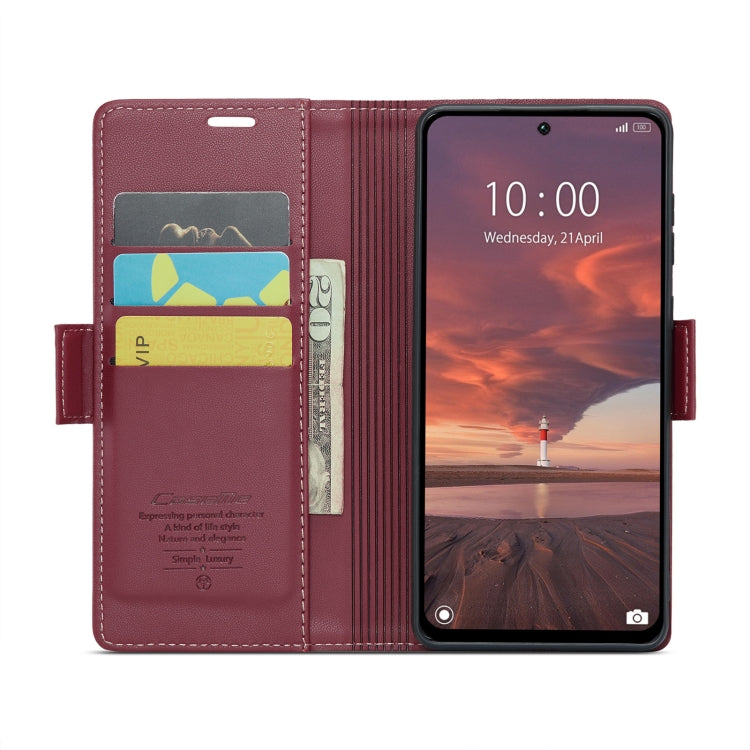 For Redmi 13 CaseMe 023 Butterfly Buckle Litchi Texture RFID Anti-theft Leather Phone Case(Wine Red) - Redmi 13 Cases by CaseMe | Online Shopping UK | buy2fix