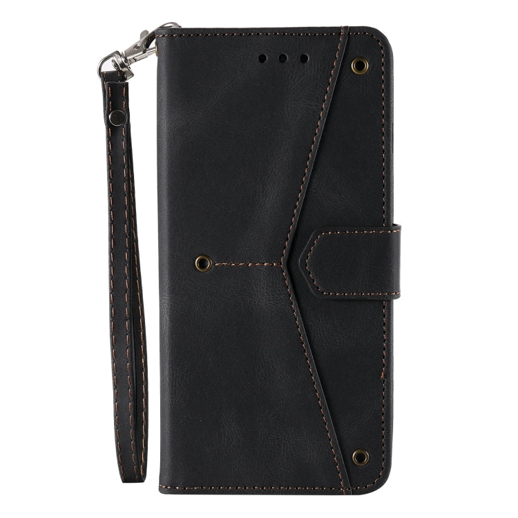 For iPhone 16 Pro Nail Skin Feel Stitching Calf Texture Leather Phone Case(Black) - iPhone 16 Pro Cases by buy2fix | Online Shopping UK | buy2fix