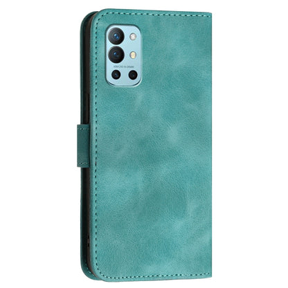 For OnePlus 11 YX0080 Grid Butterfly Embossed Pattern Flip Leather Phone Case with Lanyard(Light Blue) - OnePlus Cases by buy2fix | Online Shopping UK | buy2fix