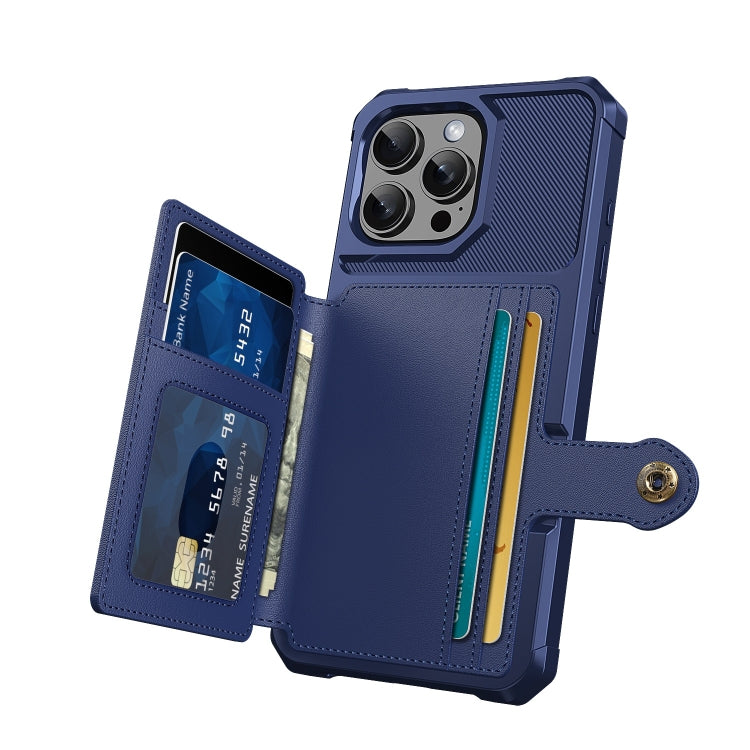 For iPhone 16 Pro Max Magnetic Wallet Card Bag Leather Phone Case(Blue) - iPhone 16 Pro Max Cases by buy2fix | Online Shopping UK | buy2fix