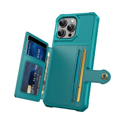 For iPhone 16 Pro Max Magnetic Wallet Card Bag Leather Phone Case(Cyan) - iPhone 16 Pro Max Cases by buy2fix | Online Shopping UK | buy2fix