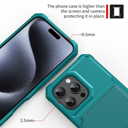 For iPhone 16 Pro Magnetic Wallet Card Bag Leather Phone Case(Cyan) - iPhone 16 Pro Cases by buy2fix | Online Shopping UK | buy2fix