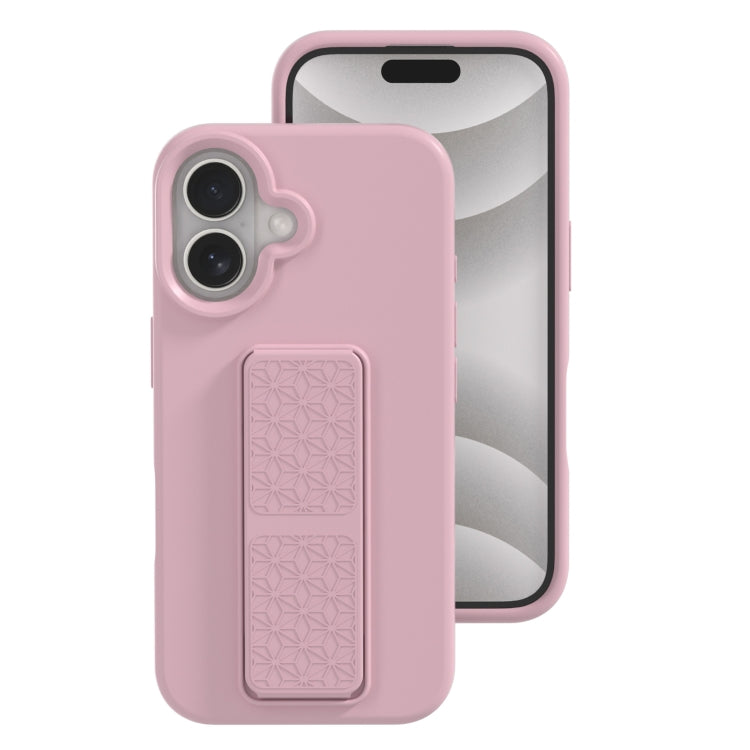 For iPhone 16 Plus Liquid Silicone Holder Phone Case(Sand Pink) - iPhone 16 Plus Cases by buy2fix | Online Shopping UK | buy2fix