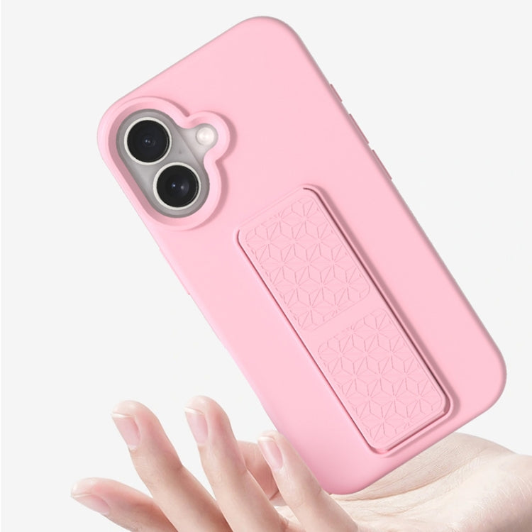 For iPhone 16 Plus Liquid Silicone Holder Phone Case(Sand Pink) - iPhone 16 Plus Cases by buy2fix | Online Shopping UK | buy2fix