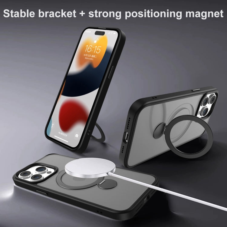 For iPhone 15 360 Degree Rotating MagSafe Magnetic Bracket Frosted Phone Case(Orange) - iPhone 15 Cases by buy2fix | Online Shopping UK | buy2fix