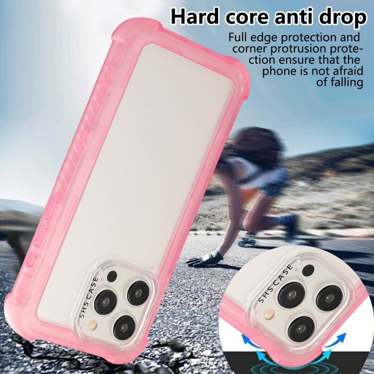 For iPhone 16 Pro Max Transparent Matte TPU Hybrid PC 3-in-1 Phone Case(Pink) - iPhone 16 Pro Max Cases by buy2fix | Online Shopping UK | buy2fix