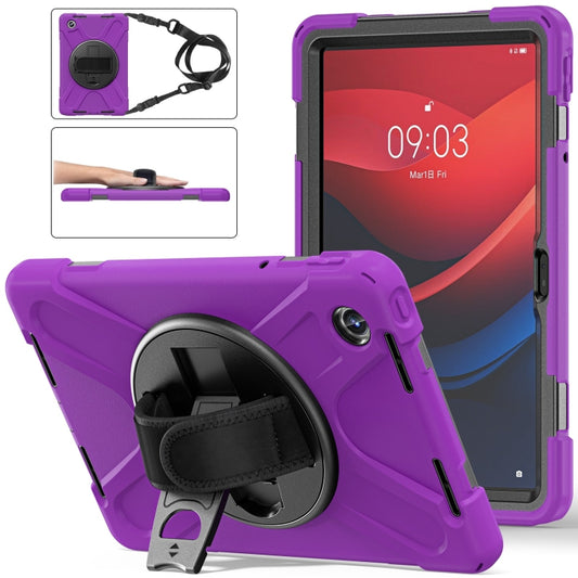 For Lenovo Tab M11 /Xiaomi Pad 11 2024 Rotatable Holder Silicone Hybrid PC Tablet Case with Shoulder Strap(Purple) - Lenovo by buy2fix | Online Shopping UK | buy2fix