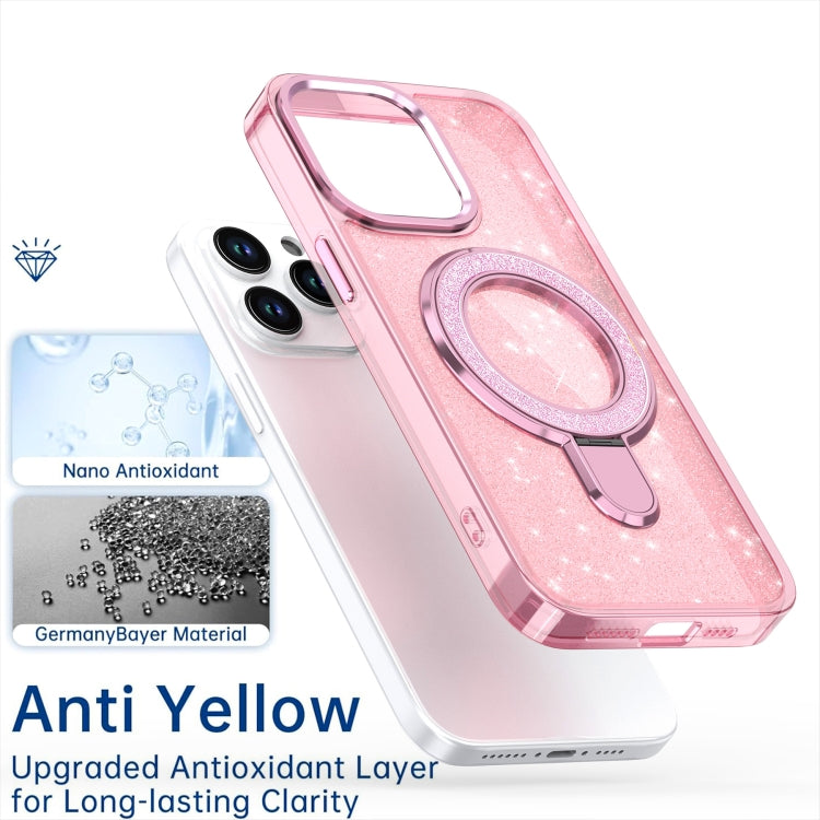 For iPhone 16 Plus Glitter Ring Holder MagSafe Phone Case(Pink) - iPhone 16 Plus Cases by buy2fix | Online Shopping UK | buy2fix