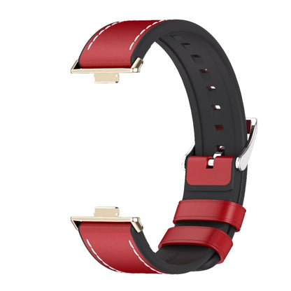 For Huawei Watch Fit3 MIJOBS TPU Leather Watch Band(Red Light Gold) - Watch Bands by MIJOBS | Online Shopping UK | buy2fix