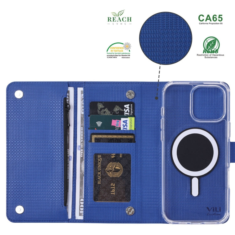 For Samsung Galaxy S24 Ultra 5G ViLi GHB-C Series RFID MagSafe Magnetic Flip Leather Phone Case(Blue) - Galaxy S24 Ultra 5G Cases by ViLi | Online Shopping UK | buy2fix