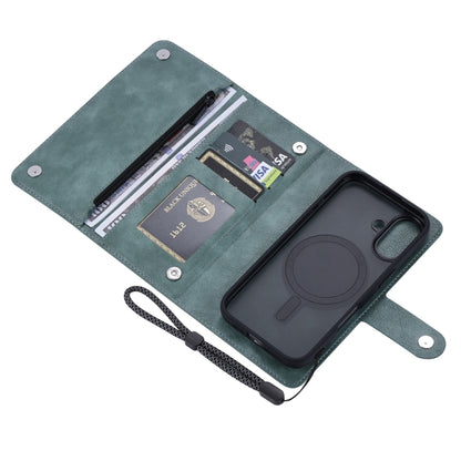 For iPhone 16 ViLi GVS Series MagSafe Magnetic RFID Leather Phone Case(Green) - iPhone 16 Cases by ViLi | Online Shopping UK | buy2fix