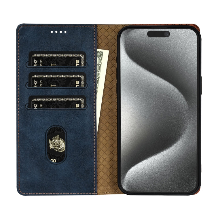 For iPhone 15 Pro Max N.BEKUS CSJ-P1 Solid Color Leather Phone Case(Blue) - iPhone 15 Pro Max Cases by N.BEKUS | Online Shopping UK | buy2fix