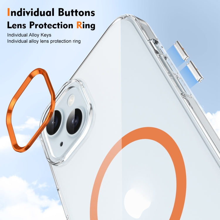 For iPhone 14 Plus / 15 Plus Ice Feel HD Transparent MagSafe PC Full Coverage Phone Case(Orange) - iPhone 14 Plus Cases by buy2fix | Online Shopping UK | buy2fix