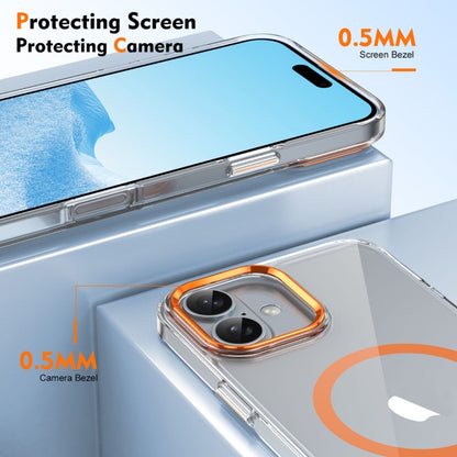 For iPhone 16 Plus Ice Feel HD Transparent MagSafe PC Full Coverage Phone Case(Orange) - iPhone 16 Plus Cases by buy2fix | Online Shopping UK | buy2fix