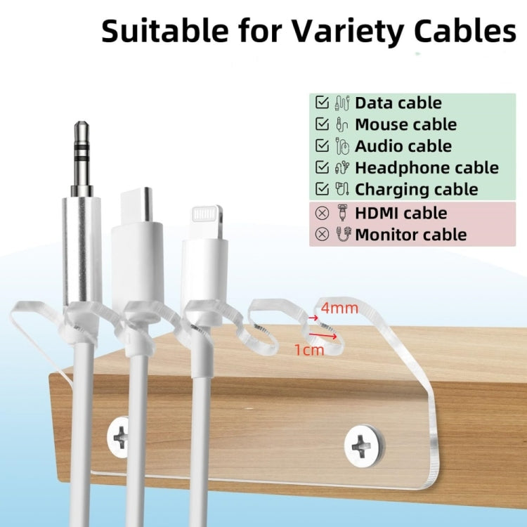 2pcs / Pack Acrylic Data Cable Storage Rack Charging Cable Storage Hook(Transparent) - Cable Organizer by buy2fix | Online Shopping UK | buy2fix