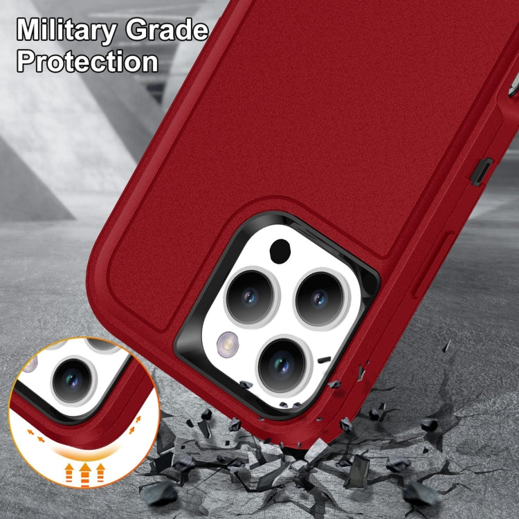 For iPhone 16 Pro Rugged PC + Silicone Phone Case with Holder(Red+Black) - iPhone 16 Pro Cases by buy2fix | Online Shopping UK | buy2fix