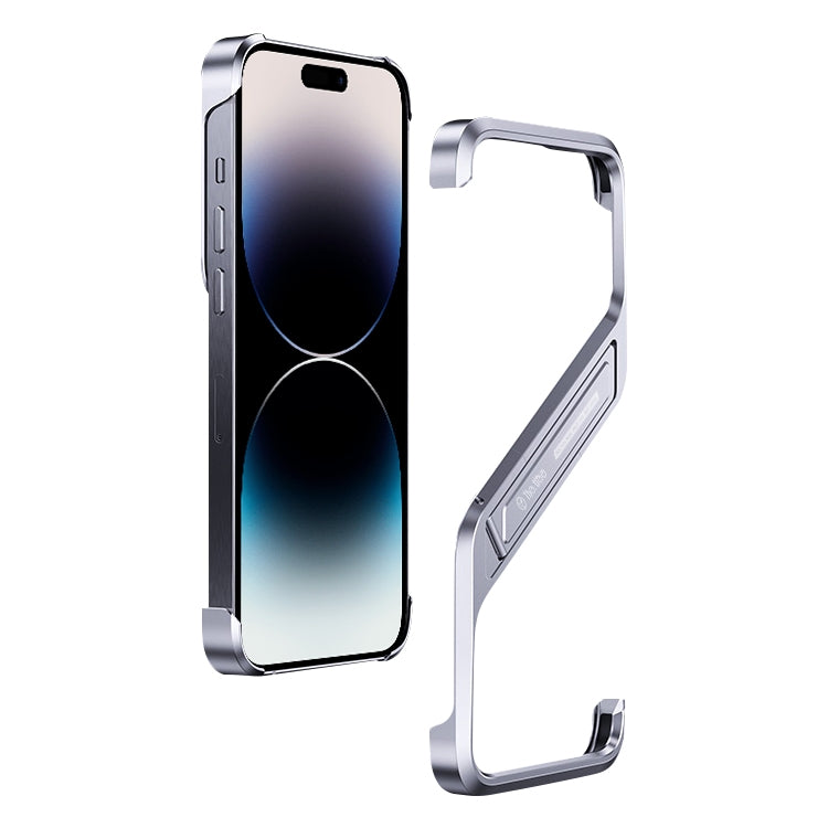 For iPhone 14 Pro S-shaped Stand Frameless Metal Phone Case(Silver) - iPhone 14 Pro Cases by buy2fix | Online Shopping UK | buy2fix