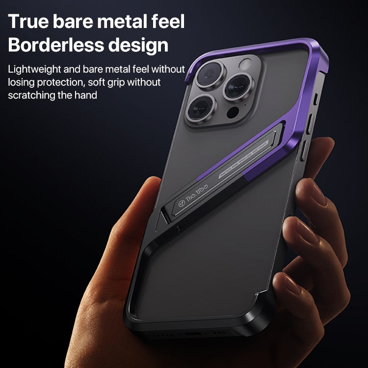 For iPhone 16 Pro S-shaped Stand Frameless Metal Phone Case(Black Purple) - iPhone 16 Pro Cases by buy2fix | Online Shopping UK | buy2fix