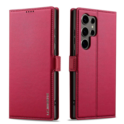 For Samsung Galaxy S24 Ultra 5G LC.IMEEKE L1 Series Frosted Fine Texture PU Phone Case(Red) - Galaxy S24 Ultra 5G Cases by LC.IMEEKE | Online Shopping UK | buy2fix